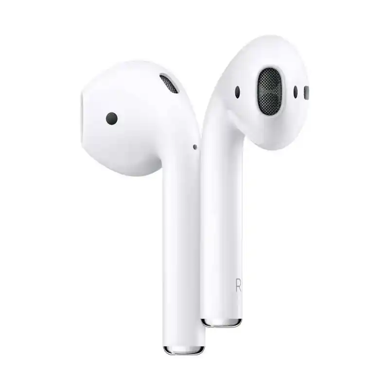 AirPods (2nd generation) earbuds shown close up