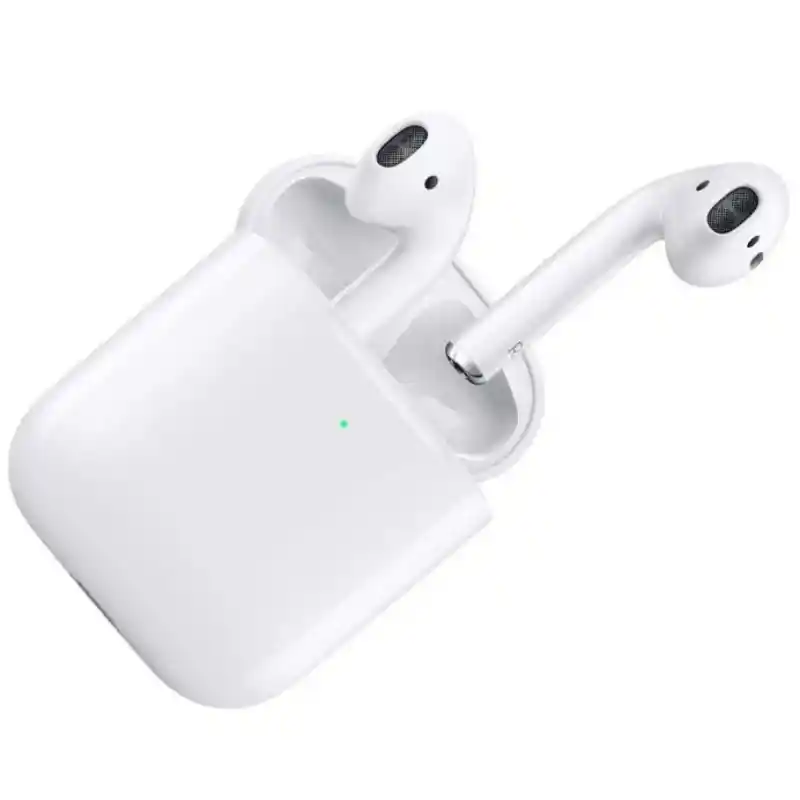 AirPods (2nd generation) in charging case shown from an angled view