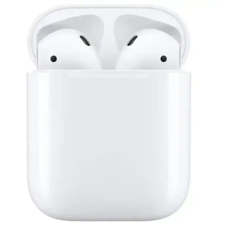 AirPods (2nd generation) with both earbuds in the charging case