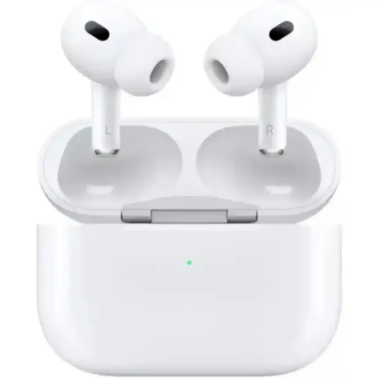 AirPods Pro 2 with earbuds in open charging case