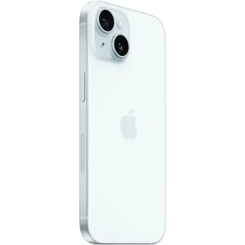 iPhone 15 in Blue showing the front and back