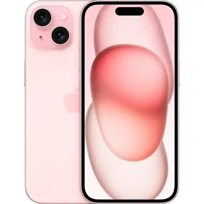 iPhone 15 in Pink showing the front and back