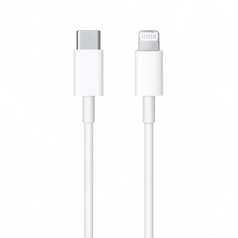 Apple USB-C to Lightning cable showing USB-C and Lightning connectors